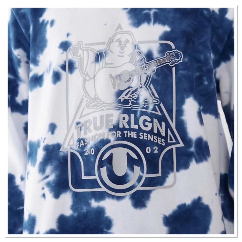 True Religion Men’s Tie Dye Buddha Crewneck Sweatshirt XL